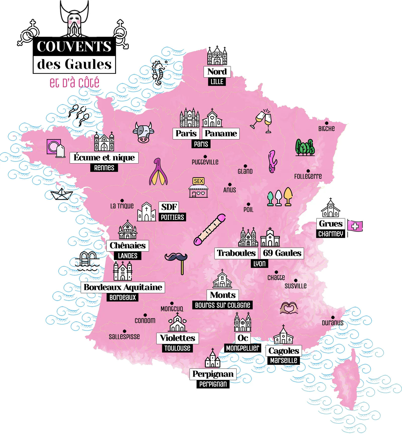 Carte de France des Couvents de Gaule et d'À Côté