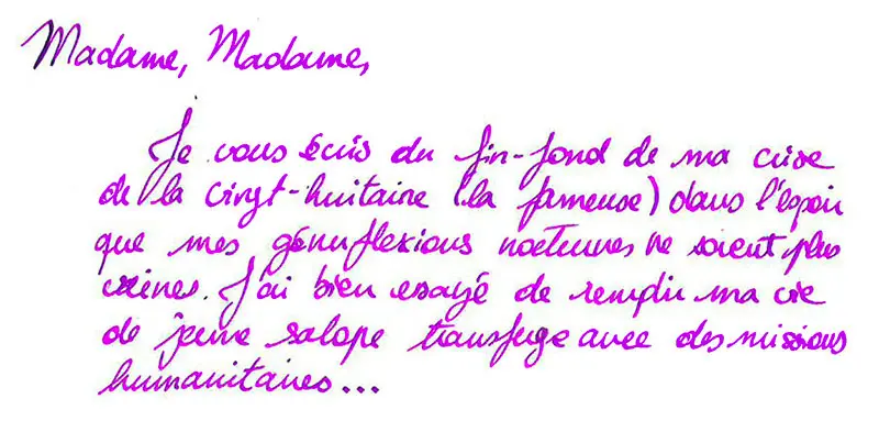 Véritable extrait de lettre de postulance