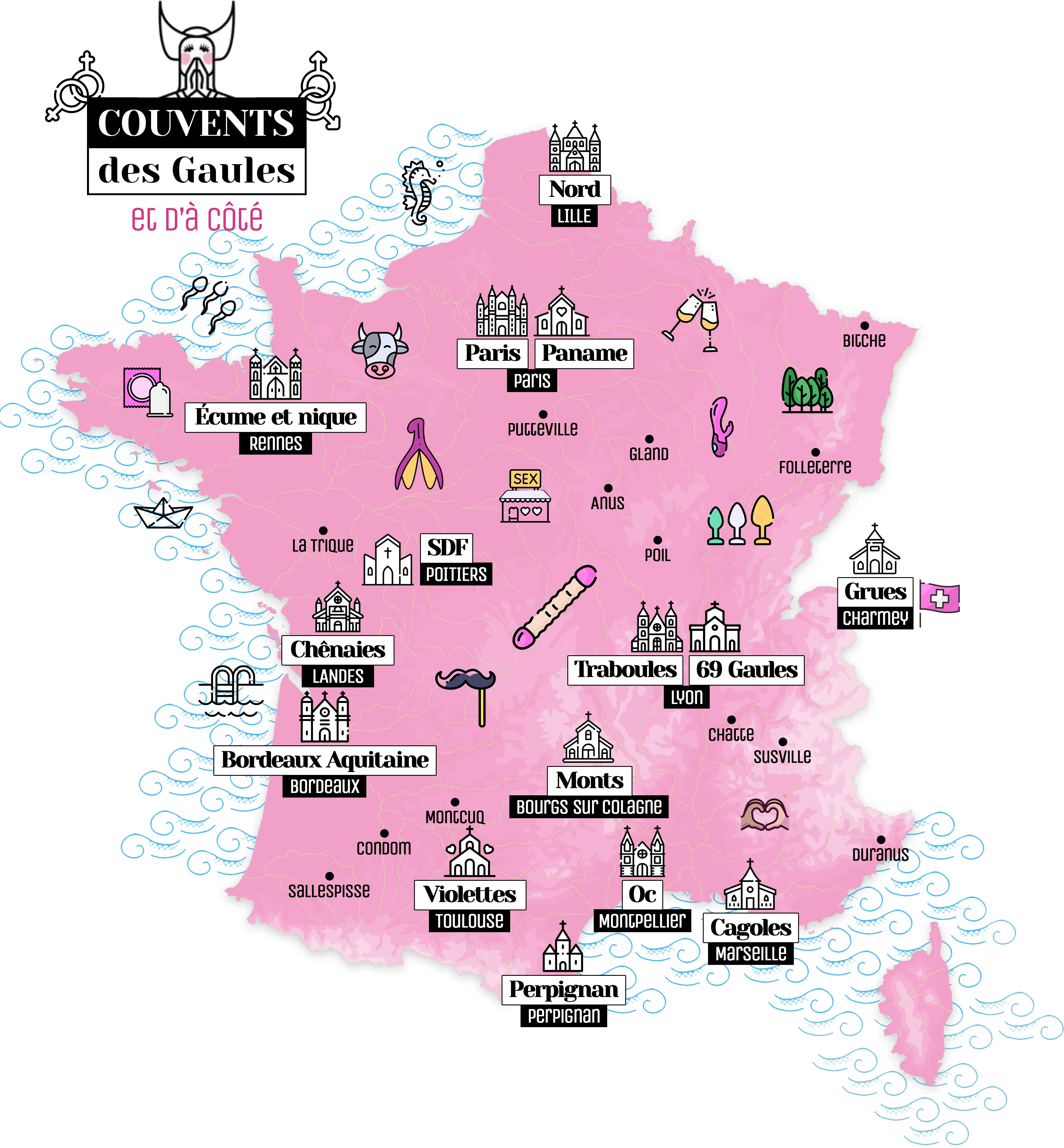 Carte de France des Couvents de Gaule et d'À Côté